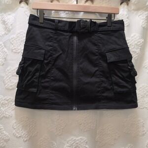 Poster Grl Dolls Kill Black Cargo Mini Skirt Buckle Utility Zip‎ Front Large